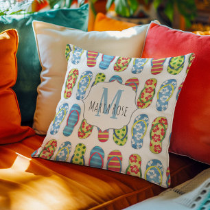 Cute Monogram Personalised Beach Cushion