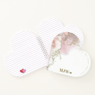 Cute Monogram Pink & Gold Abstract with a Heart Notebook