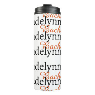 Cute Monogram Script Black and Red Bridesmaid  Thermal Tumbler