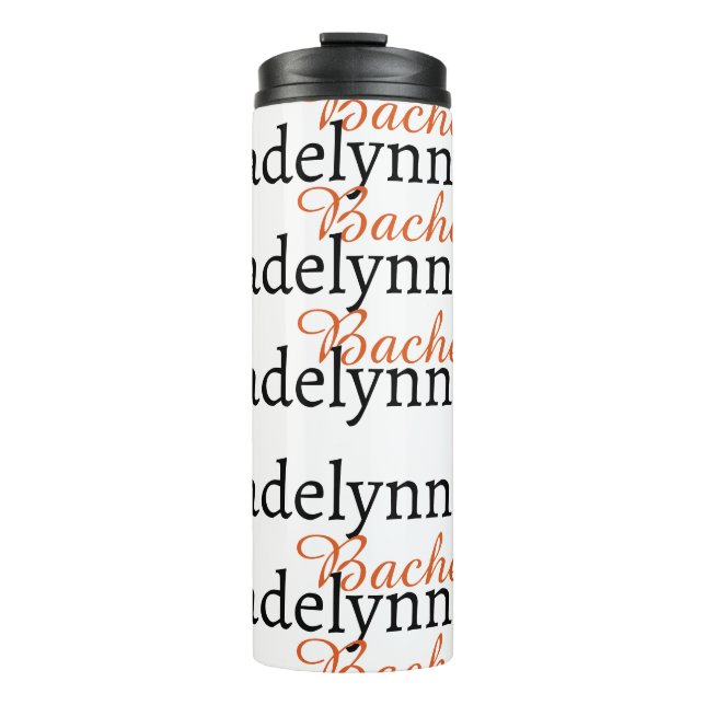 Cute Monogram Script Black and Red Bridesmaid  Thermal Tumbler (Front)