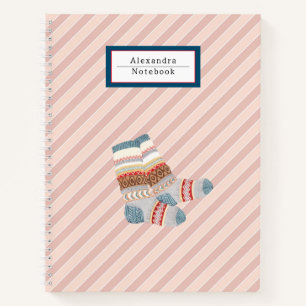 Cute monogram striped pattern in pink l Girly Notebook