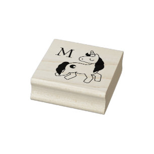 Cute Monogram Unicorn Custom Initial Rubber Stamp
