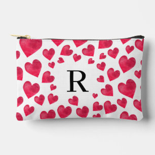 Cute Monogram Valentine's Day Hearts Accessory Pouch