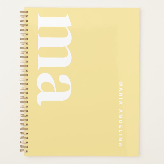 Cute Monogram Yellow School Planner (Front)