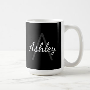 Cute Monogrammed Girl's Name   Black & White Coffee Mug