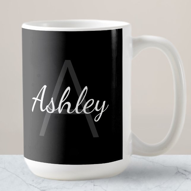 Cute Monogrammed Girl's Name | Black & White Coffee Mug (Creator Uploaded)