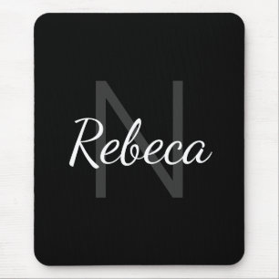 Cute Monogrammed Girl's Name Black & White Mouse Mat