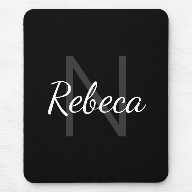 Cute Monogrammed Girl's Name | Black & White Mouse Mat (Front)