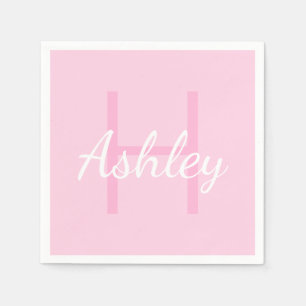 Cute Monogrammed Girl's Name   Pink & White Napkin