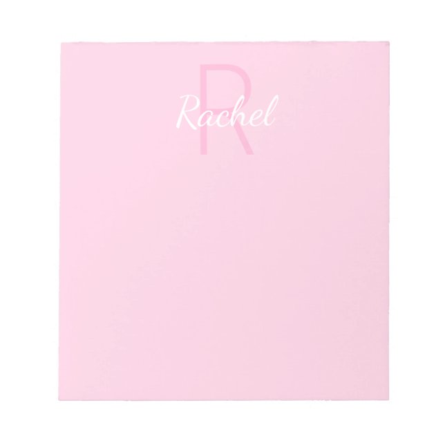 Cute Monogrammed Girl's Name | Pink & White Notepad (Front)