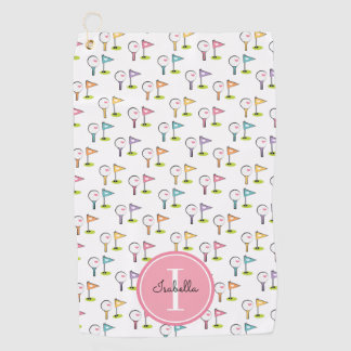Cute Monogrammed Golf Ball Tee Flag Pin Towel