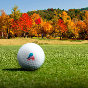 Cute  monogrammed initial A coral blue Golf Balls