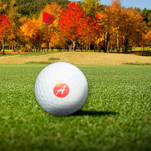 Cute  monogrammed initial A orange coral Golf Balls