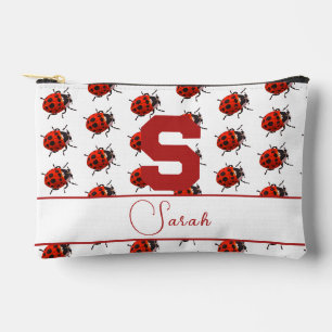 Cute Monogrammed Ladybug Themed Accessory Pouch