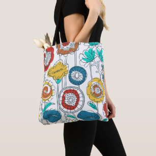 Cute Monogrammed Name Abstract Fun Floral Stylish  Tote Bag
