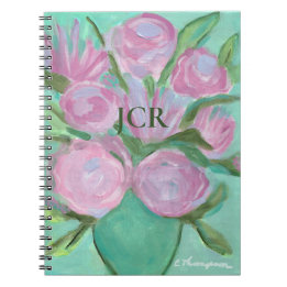 Cute Monogrammed Petals in Pink Notebook
