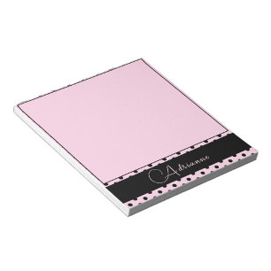 Cute Monogrammed Pink with Black Polka Dots Notepad