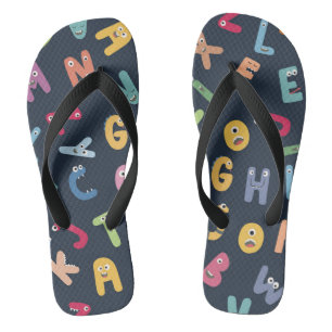 Cute monster alphabets flip flops