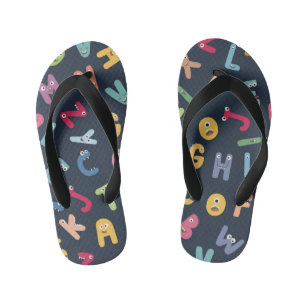 Cute monster alphabets flip flops