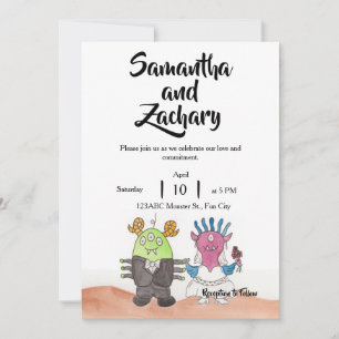 Cute Monster Alternative Wedding Invitation