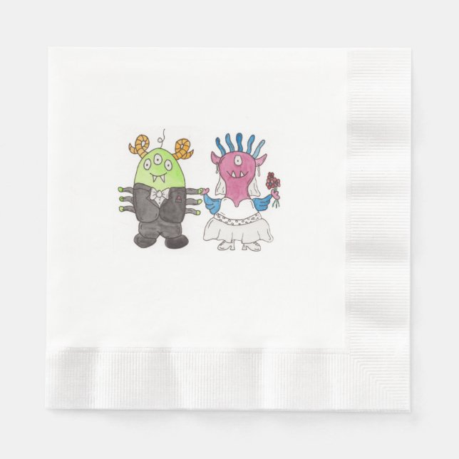 Cute Monster Alternative Wedding Paper Napkin (Front)