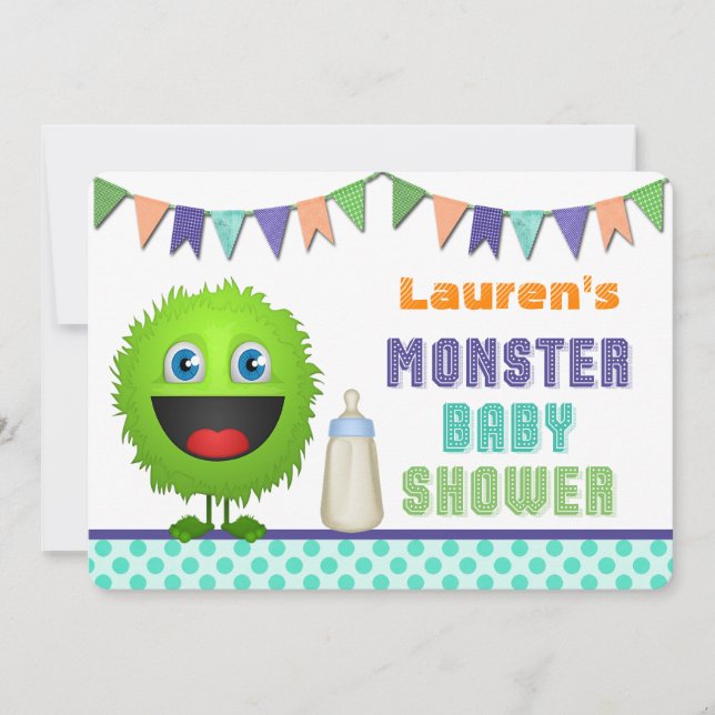Cute Monster Baby Shower Invitation (Front)