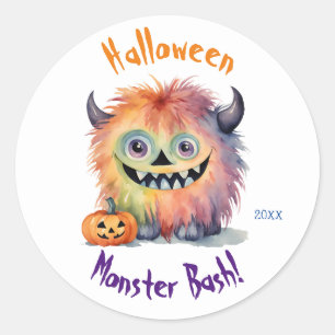 Cute Monster Bash Halloween Party Classic Round Sticker