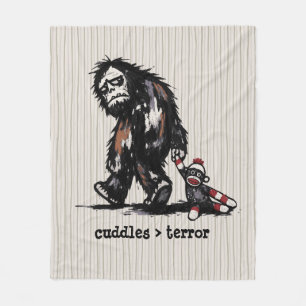 Cute Monster Bigfoot Sock Monkey Toy Funny Phrase Fleece Blanket