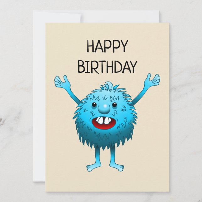 Cute Monster Birthday Card (Front)