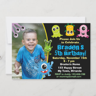 Cute Monster birthday invitation