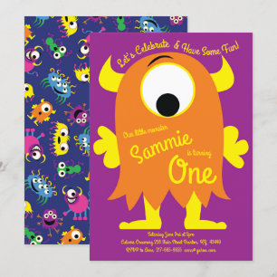 Cute Monster Birthday Invitations