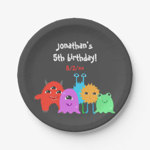 Cute Monster Birthday Paper Plate