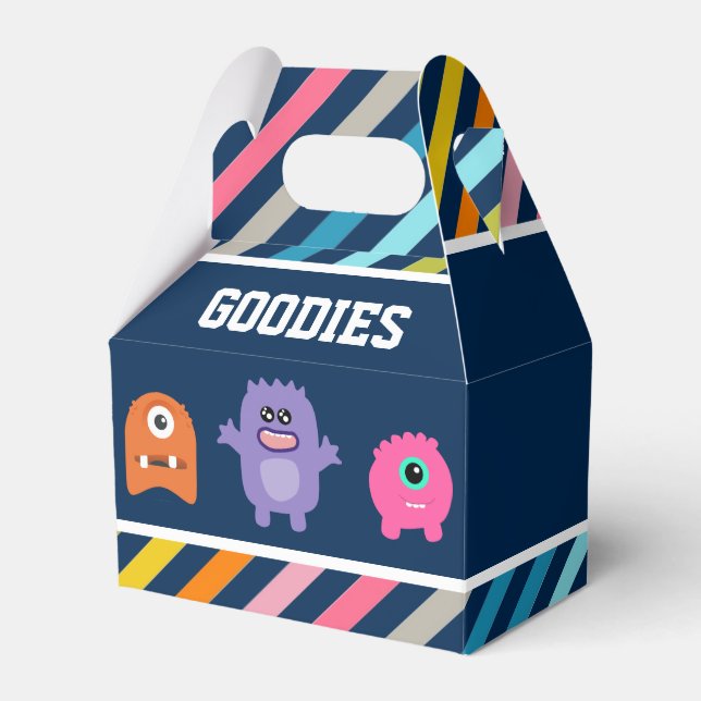 Cute Monster Birthday Party Favour Box (Front Side)