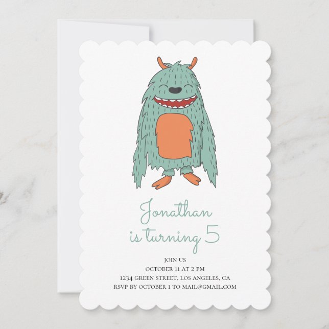Cute monster. Birthday party invitation. Baby boy Invitation (Front)