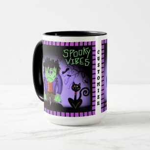 Cute Monster Black Cat Spooky Purple Customisable Mug