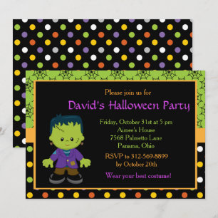 Cute Monster Boy Halloween Costume Party Invitation