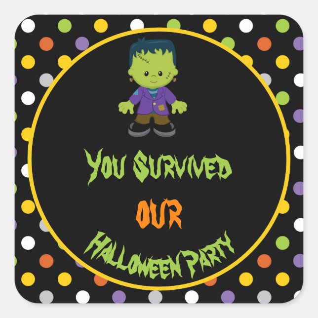 Cute Monster Boy Halloween Costume Party Square Sticker (Front)