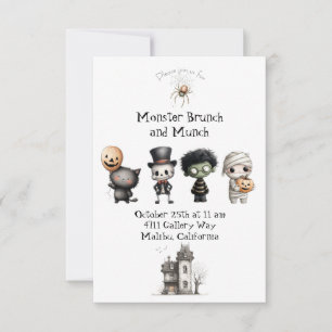 Cute Monster Brunch & Munch Party Invitation