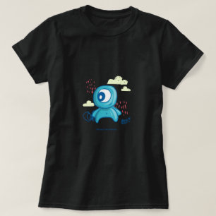 Cute Monster Cartoon Character Design Blue Doodl T-Shirt