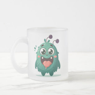 Cute Monster Cartoon Illustration Frosted Glass Coffee Mug