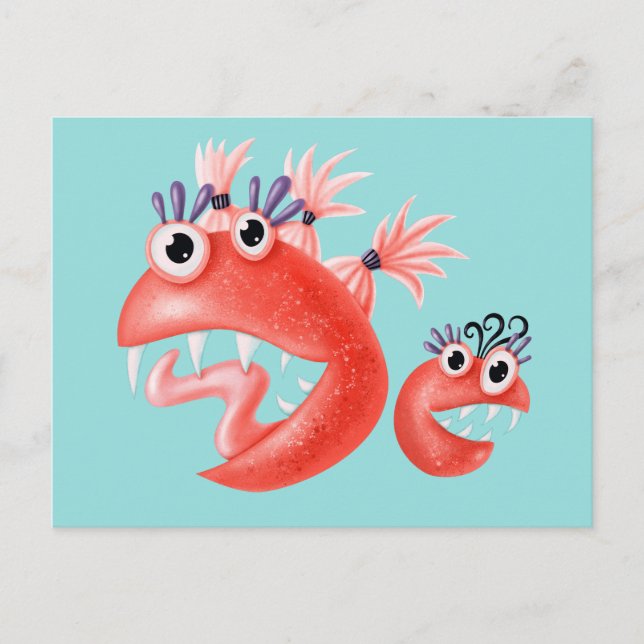 Cute Monster Crazy Funny Kids Postcard (Front)