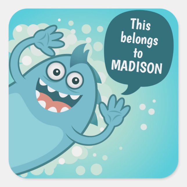 Cute Monster custom text kids' stickers (Front)