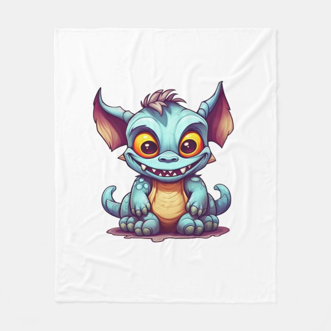 Cute Monster Dragon Little Tom Fleece Blanket (Front)