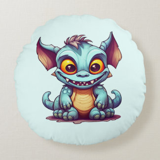 Cute Monster Dragon Little Tom Round Cushion