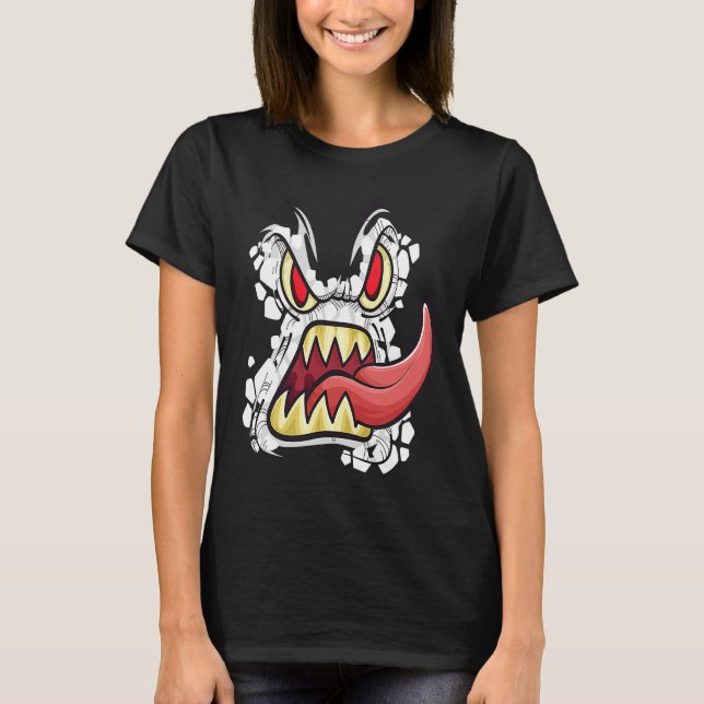 Cute Monster Face Halloween Group Costume T-Shirt (Front)