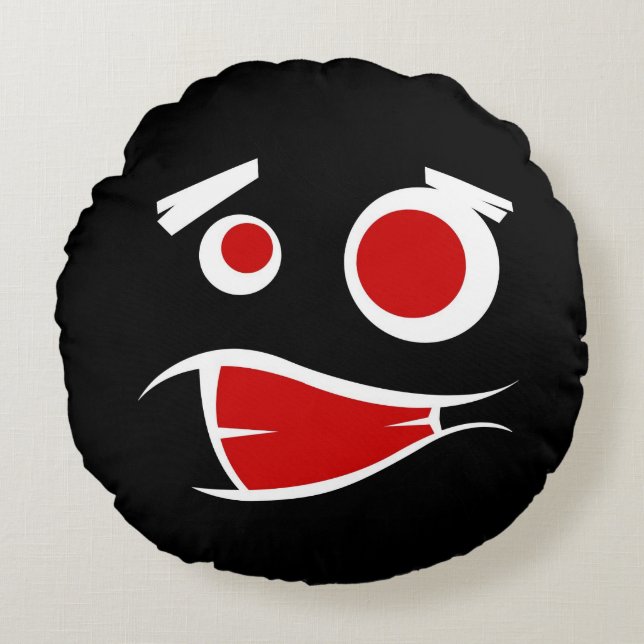 Cute monster face patterns license plate frame round cushion (Front)