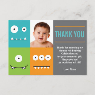 Cute Monster Faces Thank You