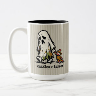 Cute Monster Ghost Sock Monkey Toy Funny Phrase Two-Tone Coffee Mug