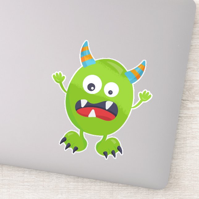 Cute Monster, Green Monster, Funny Monster, Horns (Detail)