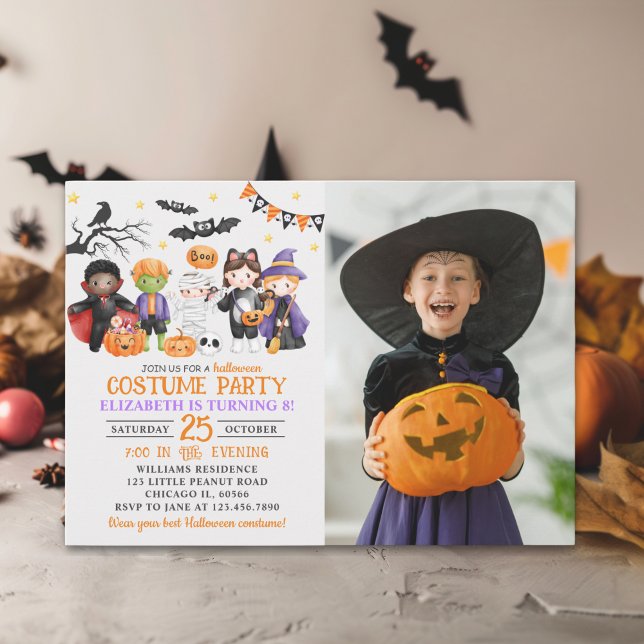 Cute Monster Halloween Costume Party With Photo Invitation (Creator Uploaded)